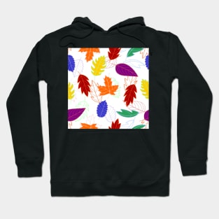 Leaves Pattern - Bold Colors with Bold Outlines Behind Hoodie